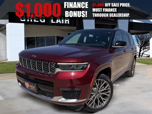 2023 Jeep Grand Cherokee L Summit Reserve in Maroon — front three-quarter view