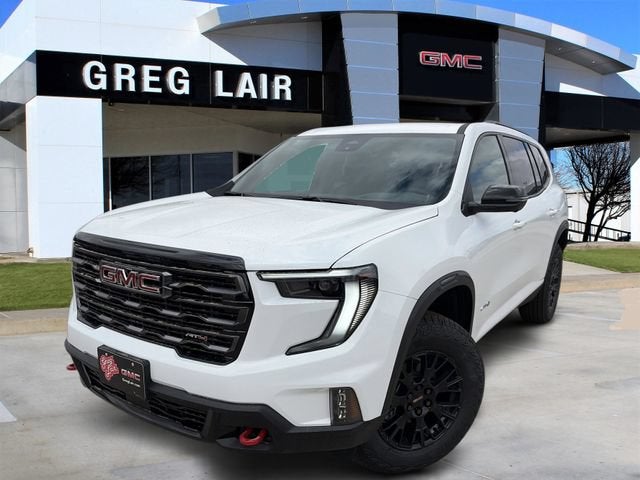 2026 GMC Acadia AT4 in Summit White — front three-quarter view