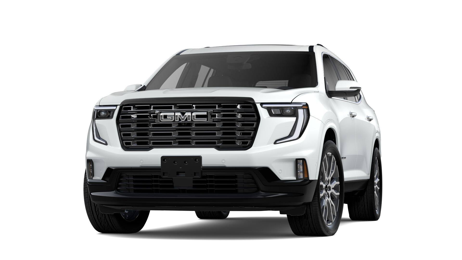 2026 GMC Acadia Denali Ultimate in Summit White — front three-quarter view