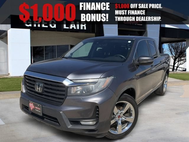 2022 Honda Ridgeline RTL in Silver — front three-quarter view